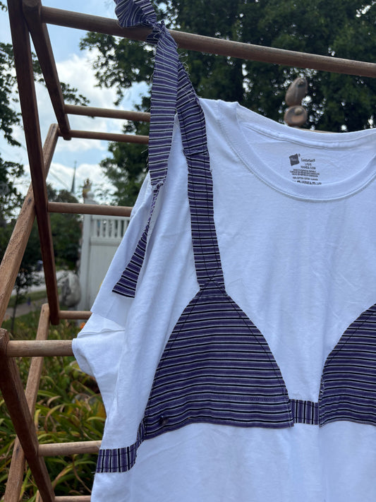 Black and Purple stripe Tee-kini