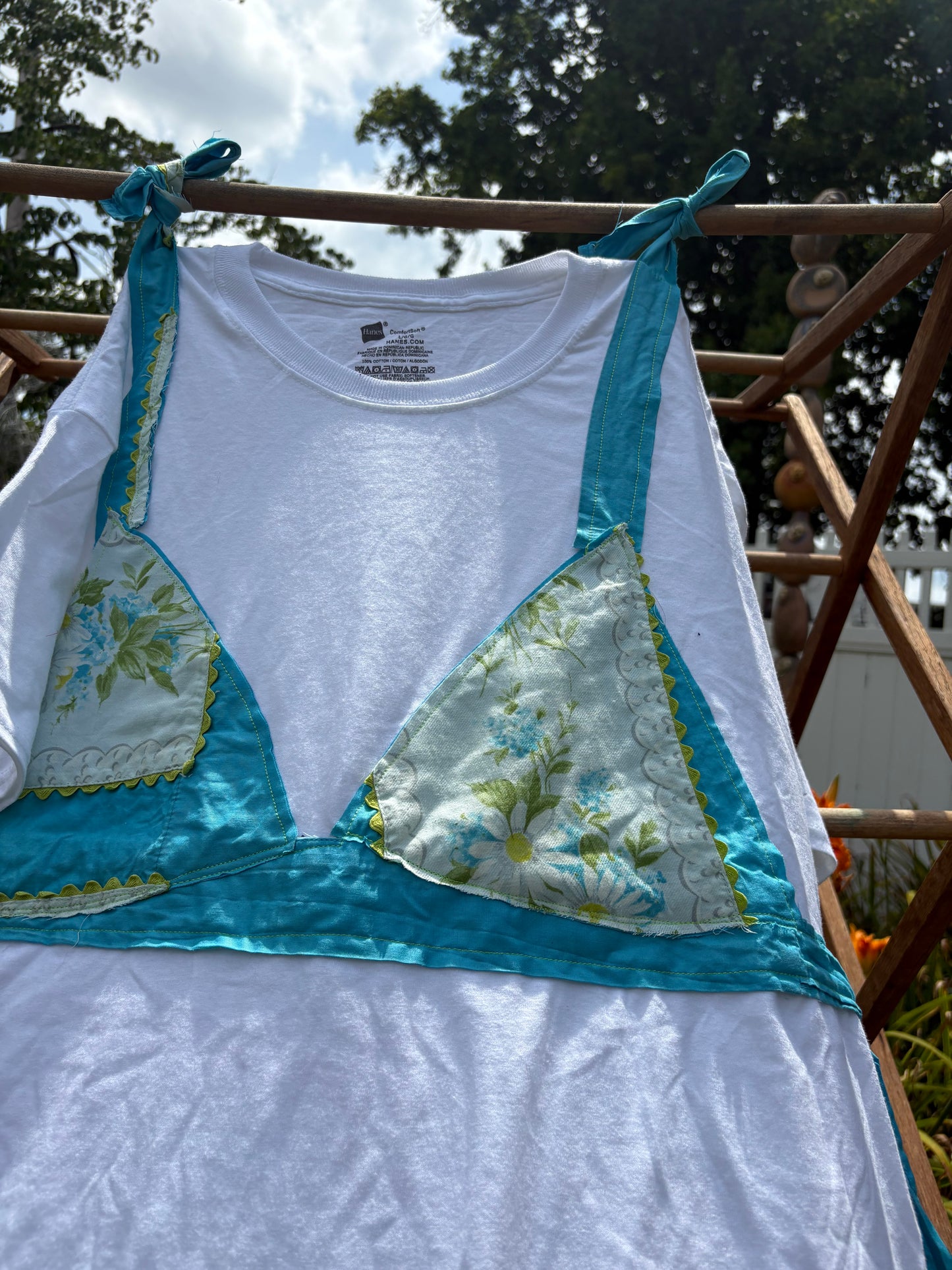 Blue green ric-rac POCKET Tee-kini