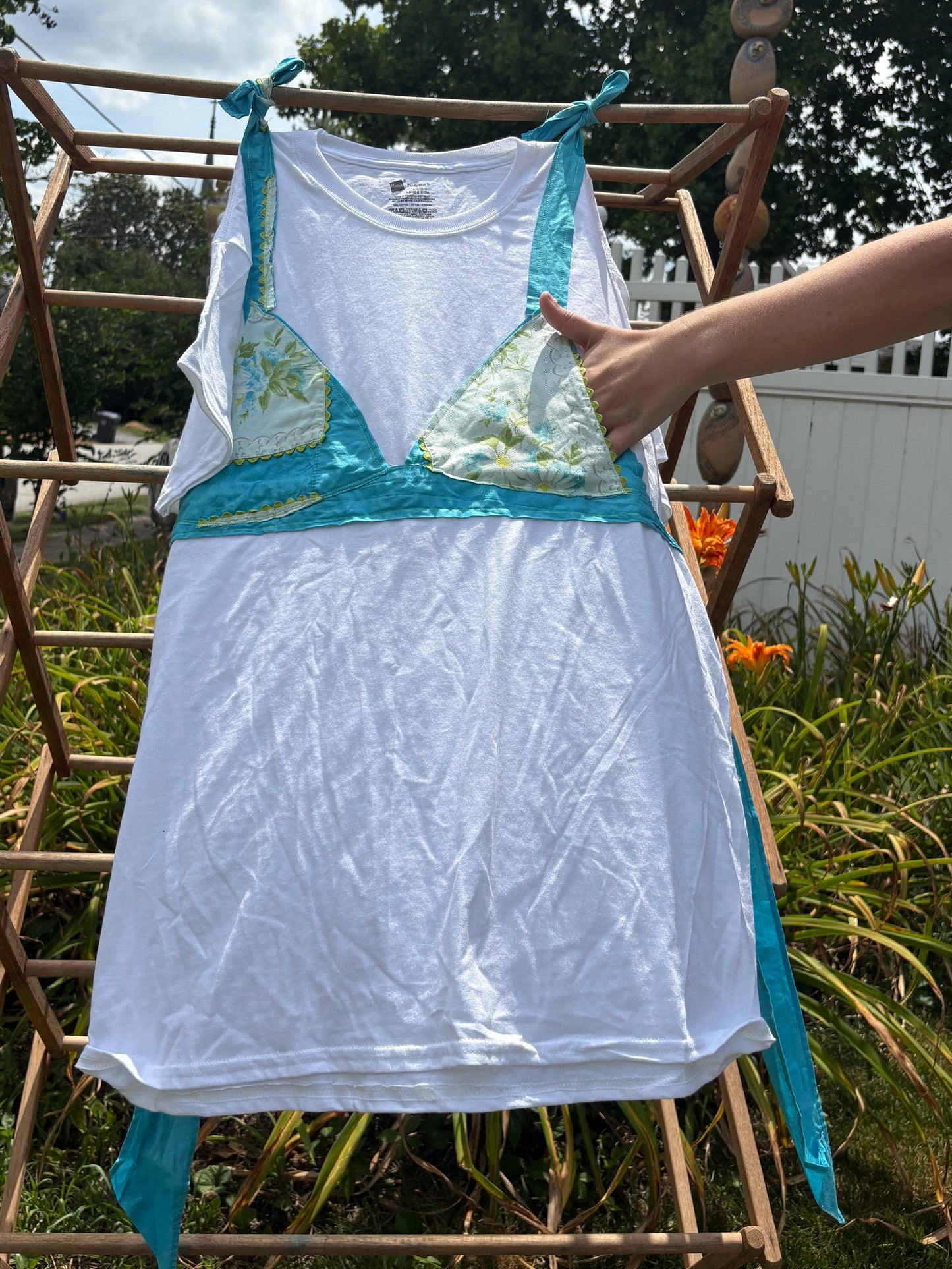 Blue green ric-rac POCKET Tee-kini