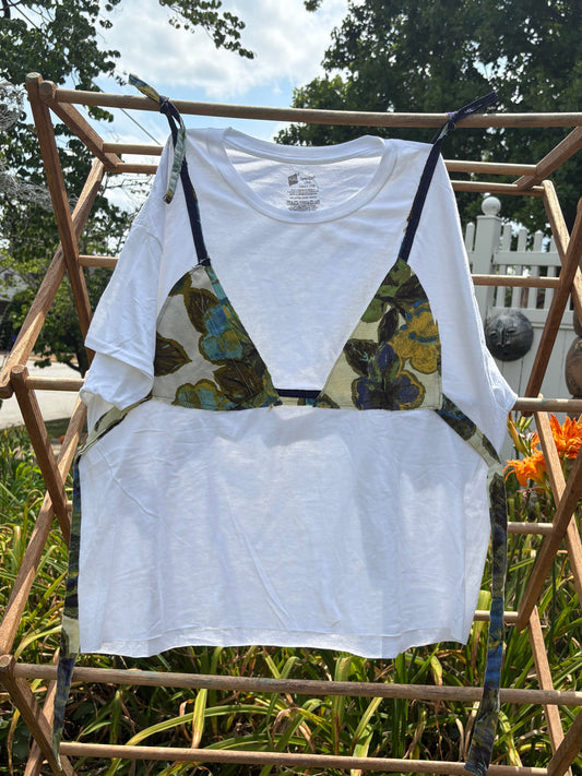 Green and blue Floral POCKET Tee-kini