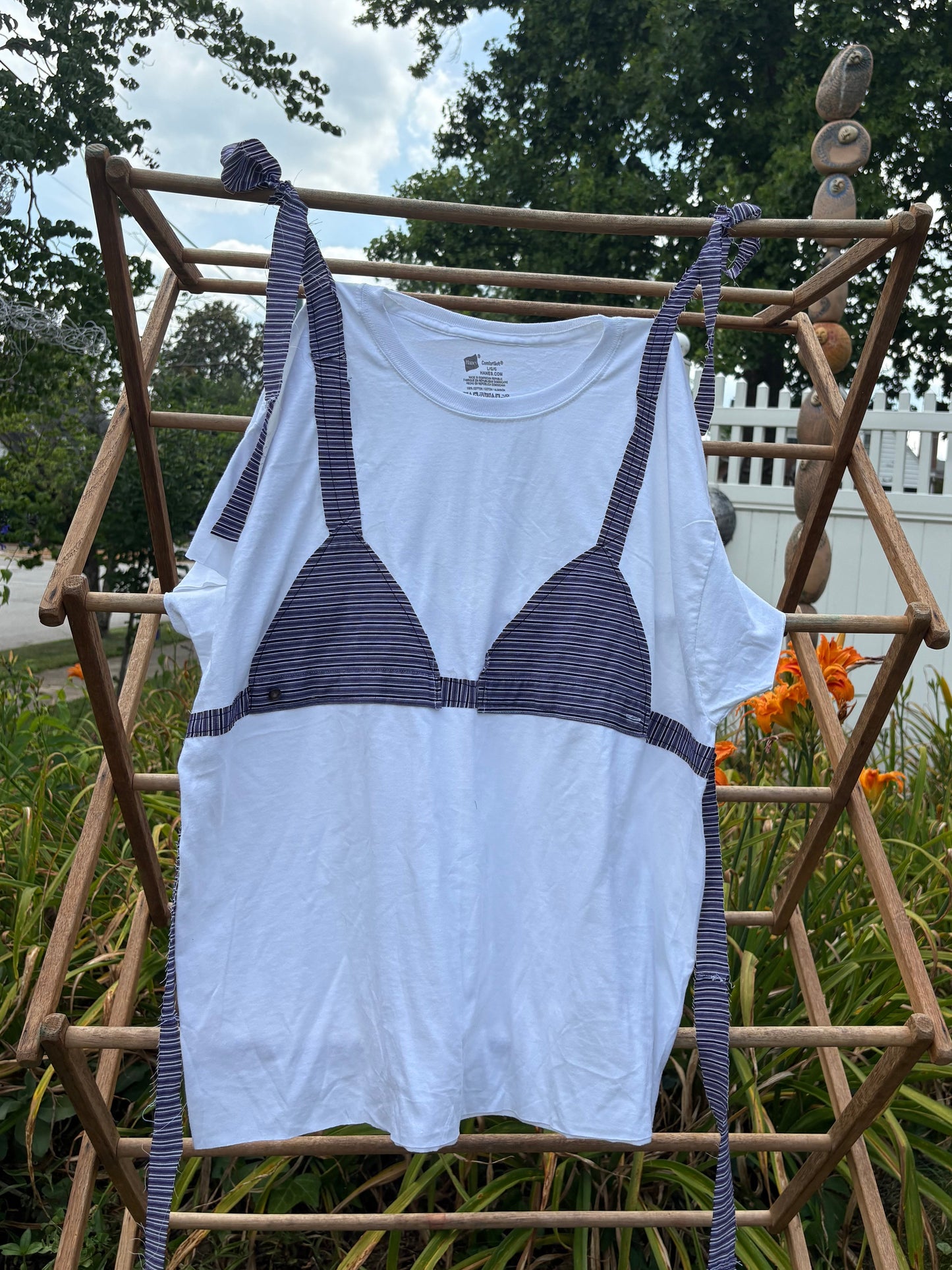 Black and Purple stripe Tee-kini